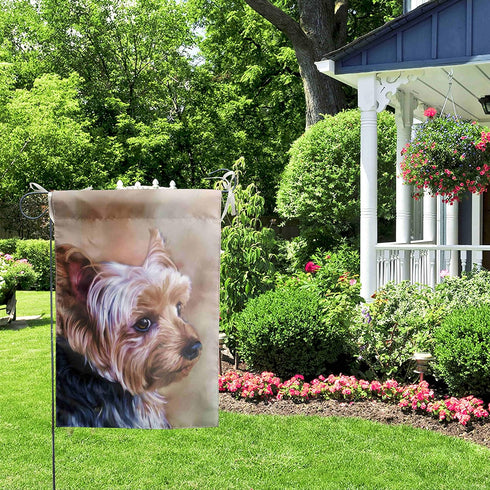 Yorkie Dog Garden Flag Welcome - Double Sided Small Yorkie Mom Banners and Flags 12 x 18 for Outdoor Seasonal