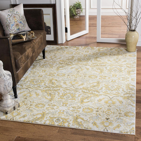 SAFAVIEH Evoke Collection 2'2" x 4' Ivory/Gold EVK238S Non-Shedding Accent Rug for Living Room Bedroom