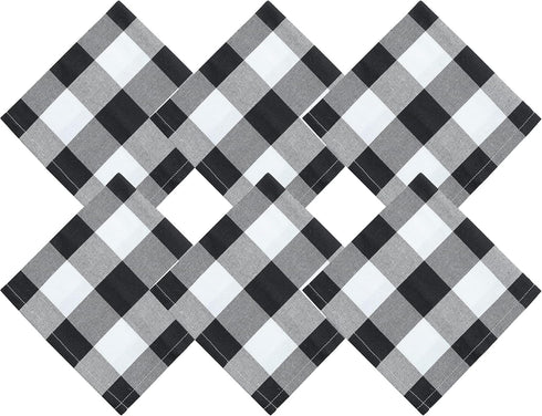 6 Buffalo Check Oversized Napkins, 17x17 Inches, Rustic Farmhouse Decor for Everyday Place Settings and BBQs