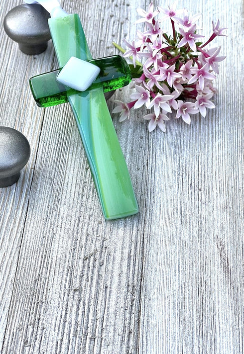 Handmade Glass Cross with Poetry - Sentimental Gift for Great Grandma for Mother's Day/Christmas/Birthday - USA