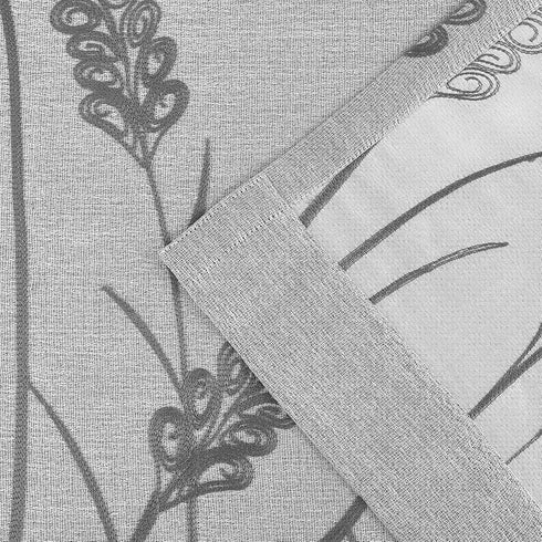 Melodieux Wheat Embroidery Linen Textured Curtains for Living Room, Rustic Flax Drape Grommet, Grey Wheat, 52 by 84 Inch