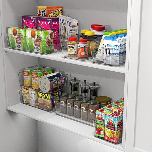 Simple Houseware Clear Storage Bins Organizer for Freezer/Fridge/Pantry, 12'' x 6.2'' x 3.4'', 4 Packs
