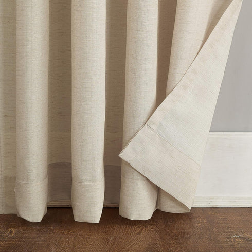 No. 918 Amalfi Linen Blend Textured Semi-Sheer Curtain Panel - 54" x 84", Ivory, Rod Pocket Design