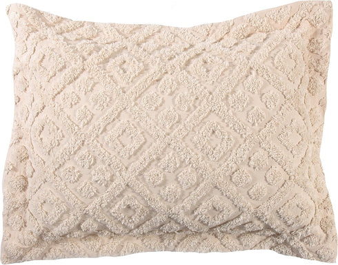 Stylemaster Diamond Tufted Chenille Sham, Standard, Ivory