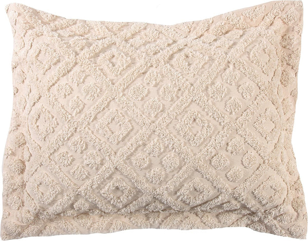 Stylemaster Diamond Tufted Chenille Sham, Standard, Ivory