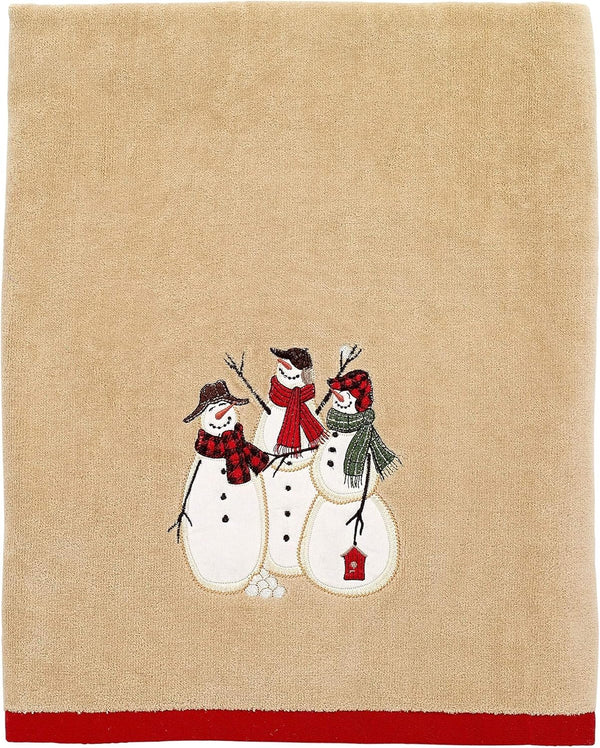 Avanti Linens Bath Towel - Soft & Absorbent, Embroidered Christmas Decorations, Snowmen Gathering Collection