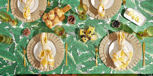 DII Outdoor Tabletop Collection, 60" Round, Stain Resistant & Waterproof, Banana Leaf
