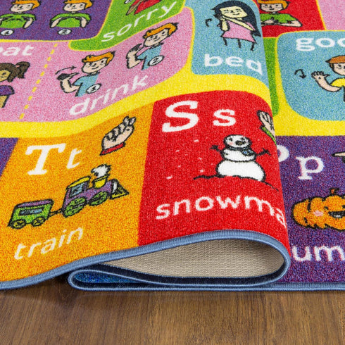 3x5 KC Cubs ABC Alphabet ASL Sign Language Rug Educational Non-Slip Carpet Play Mat for Kids, Toddlers, Nursery