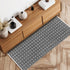 THE BEER VALLEY Diamond Woven Runner Rug 2'x6', Black Anti-Slip Cotton Rug for Hallway Kitchen Living Room