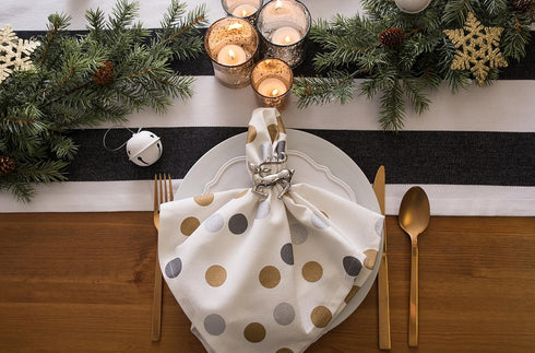 DII Cabana Dobby Stripe Tabletop Collection, Black & White 18x108-inch Table Runner