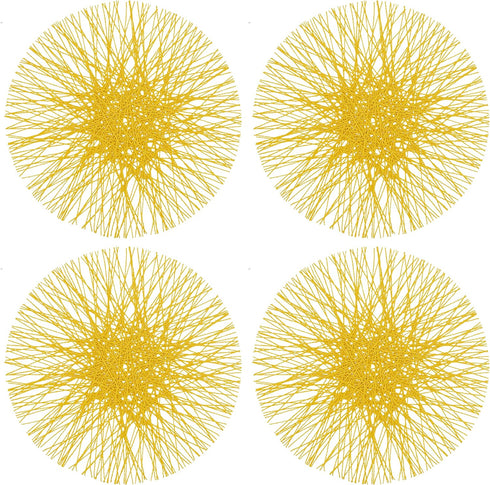 SARO LIFESTYLE Adalynn Collection Straw Design Placemats Set of 4, 15" Yellow