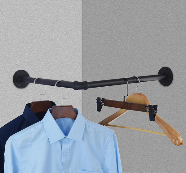 AddGrace Industrial Pipe Garment Rack Iron Wall Mounted Right Angle Corner Clothing