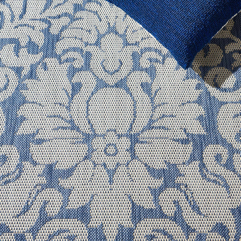 SAFAVIEH Courtyard Collection Accent Rug - 2' x 3'7", Non-Shedding, Easy Care, Blue & Natural, Indoor/Outdoor, Washable