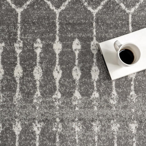 2x6 nuLOOM Moroccan Blythe Area Rug, Dark Grey, Faded Bohemian Design, Stain Resistant, For Bedroom, Dining Room