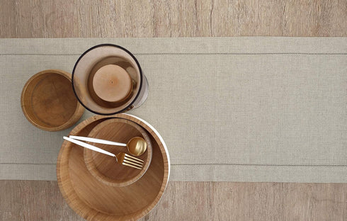 Solino Home Natural Linen Table Runner - 90 Inches Long, 100% Pure Linen Hemstitch for Dining, Summer, Fall