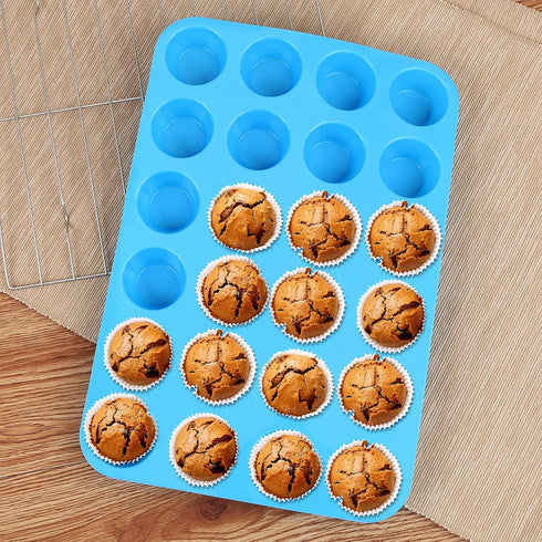 Silicone Muffin Pan, Cupcake Pan, 24 Cups, Food Grade Non-stick Baking Molds, 3 Pcs