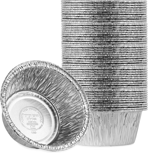 Plasticpro 4.5'' Round Tin Foil Pans, Disposable Aluminum, Freezer & Oven Safe, Pack of 50