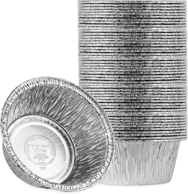 Plasticpro 4.5'' Round Tin Foil Pans, Disposable Aluminum, Freezer & Oven Safe, Pack of 50