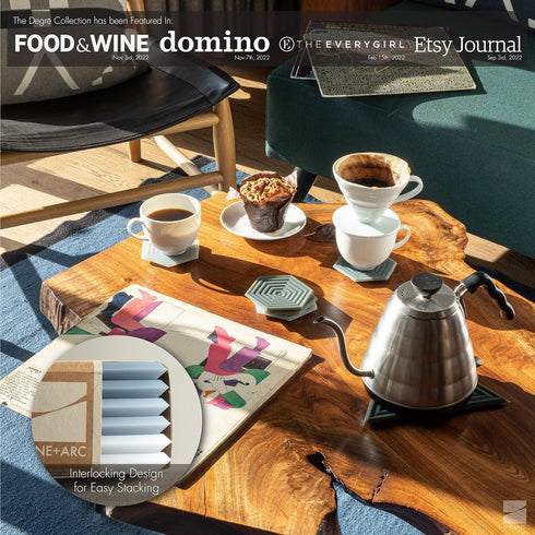 LINE+ARC Extra Thick Silicone Coasters (Set of 6, Joshua Tree) - Waterproof, Anti-Stain, Heat-Safe, Dishwasher-Safe
