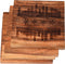 Chicago Coasters, Flag/Skyline Drink Coasters, Engraved Acacia Wood with Chicago City Flag Design (Set of 4)