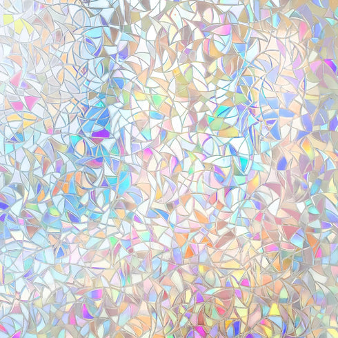 Window Privacy Film Rainbow Window Clings, 3D Decorative Stained Glass Vinyl Anti UV Non-Adhesive Covering
