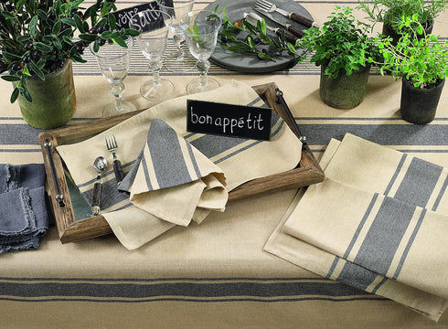 Cotton Table Runner with Banded Design
