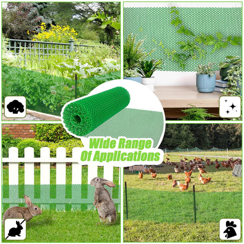 16in 40ft Garden Fence Green Plastic Mesh- x Plastic Chicken Wire Plastic Netting for Floral Arrangements, Poultry