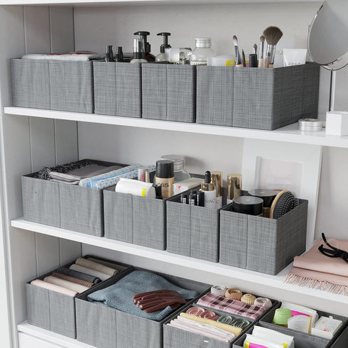 Drawer Organizer Clothes Set of 12 Grey - Dresser Organizer for Nursery, Bedroom, Closet
