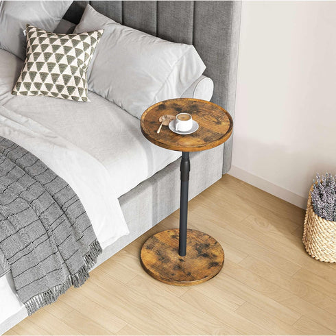 ET-010RB Adjustable End Table, Small Round Side Table, Drink Table for Small Spaces, Pedestal Nightstand for Living