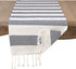 SARO LIFESTYLE Cabana Collection Cotton Stripes Tasseled Runner - 16" x 72", Navy Blue