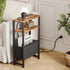 3 LET503RE Narrow Side Table with Charging Station Slim End Table Sofa with Magazine Rack, Bedside Table for Small