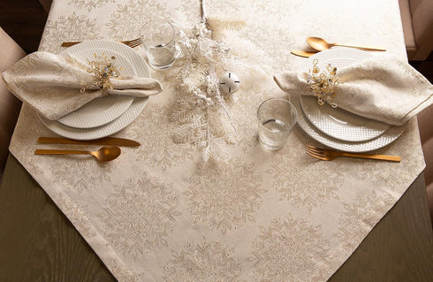 DII Holiday Dining Table Linen Napkin Set, 20x20, Jacquard Snowflakes, 6 Piece Sparkle Metallic Kitchen Décor