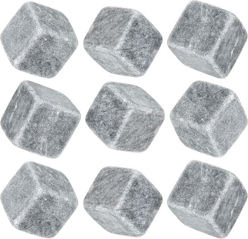 Marble Whiskey Stones - Natural Reusable Chilling Rocks for Whiskey & Bourbon, Silver Finish