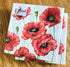20-ct Decorative Valentine's Napkins Red Poppy Floral Paper for Mother's Father's Day Gorgeous Lunch Dinner 6.5 x 6.5 x