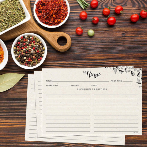Spacious Recipe Cards 4x6” - 50 Count, Double-Sided Thick Card Stock for Recipe Box and Binder