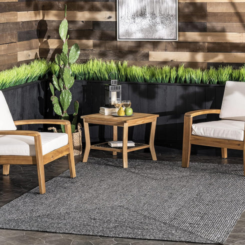 nuLOOM 2' x 3' Hand Braided Indoor/Outdoor Area Rug, Pet-Friendly, Weather Resistant, High Traffic, Wynn Charcoal