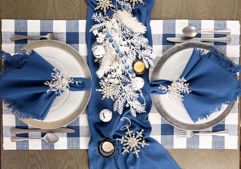 DII Buffalo Check Collection, Classic Farmhouse Placemat Set, 6 Piece, 13x19, Navy & Cream
