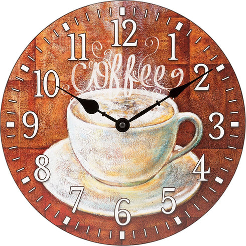 La Crosse Clock 404-2631C-INT, 12-Inch Round Coffee Decorative Quartz Analog Wall Clock