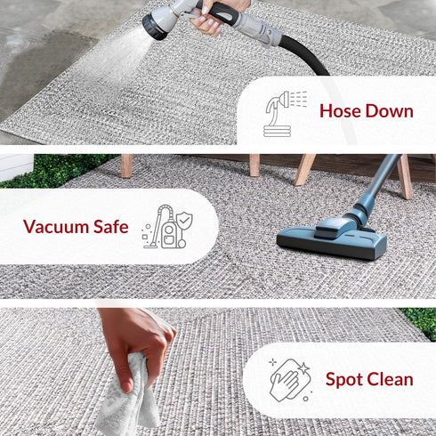 nuLOOM 2' x 3' Solid Hand Braided Indoor/Outdoor Area Rug, Weather Resistant, Pet-Friendly, Wynn Salt And Pepper