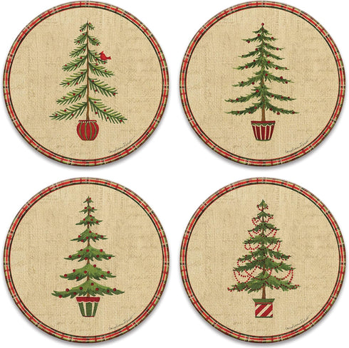 Natural Christmas Set of 4 Coasters
