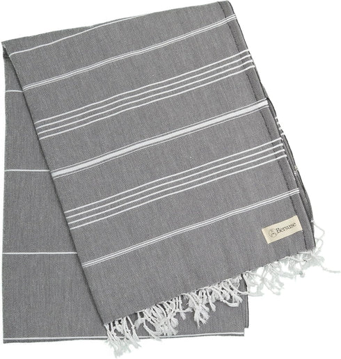 Bersuse Towels Anatolia XL Beach Blanket Throw Blanket, 100% Cotton, 61x82 Inches, Anthracite