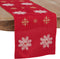 Saro Lifestyle Embroidered Snowflake Design Table Runner, Red, 16"x72"