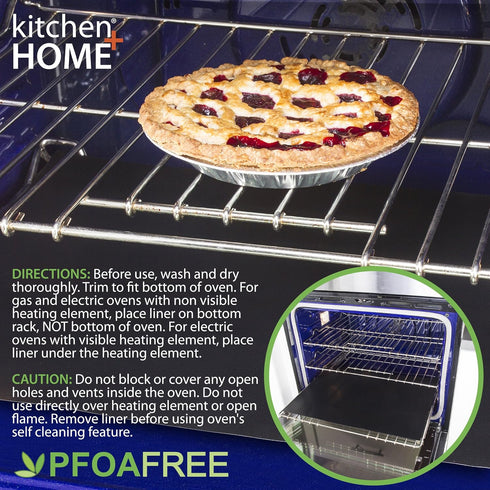 Kitchen + Home Oven Liner Set of 2, Heavy Duty Non-stick Reusable Oven Liner for Gas, Electric & Microwave