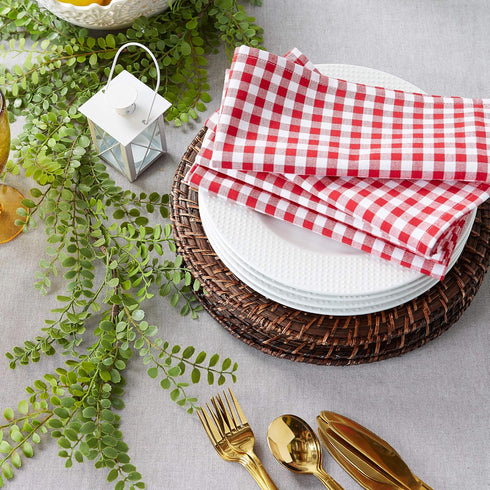 DII Cotton Napkin Set, Machine Washable, Everyday Basic, 20x20, 6 Count, Tango Red Gingham