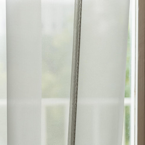 Aquazolax Thin Sheer French Door Curtain Panel, Elegant Solid Voile Curtain 54x40 Inches with Tieback - 1 Panel, Grey