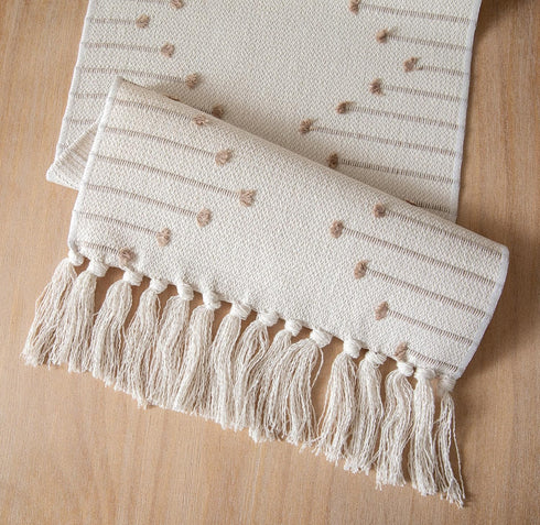 13 90 Inch Boho Table Runner x Long Natural Cotton Woven Runner with Tassels for Home Dining Table dcor, for Modern