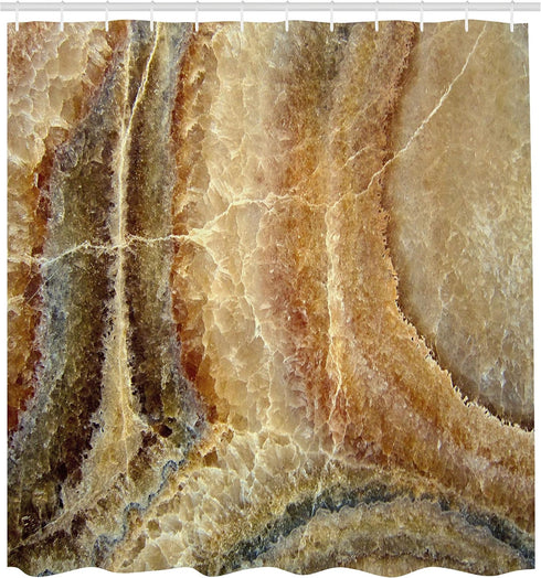 Ambesonne Onyx Stone Surface Pattern Marble Shower Curtain, 69" W x 70" L, Cloth Fabric Bathroom Decor Set with Hooks,