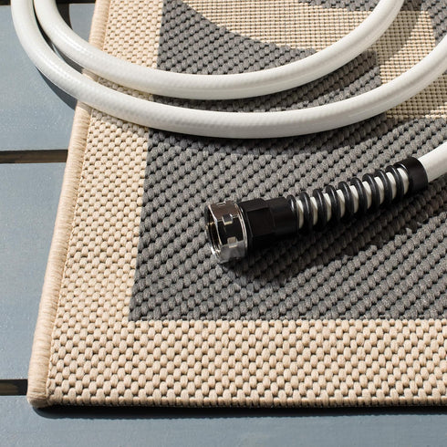2' 3'7", (CY6243-246) SAFAVIEH Washable Rug Outdoor Courtyard Collection - x Grey & Beige, Non-Shedding & Easy