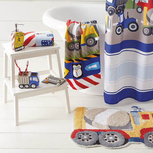 20" 30" 100% dream FACTORY Trains and Trucks Kids Bath Towel - x - Cotton - Cars and Trucks Yellow Design