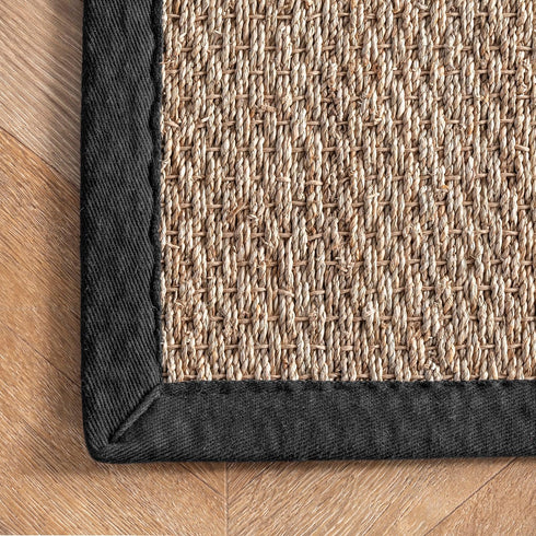 nuLOOM 2x3 Elijah Seagrass Area Rug, Black, Solid Farmhouse Style, Natural Fiber for Bedroom, Dining Room, Office